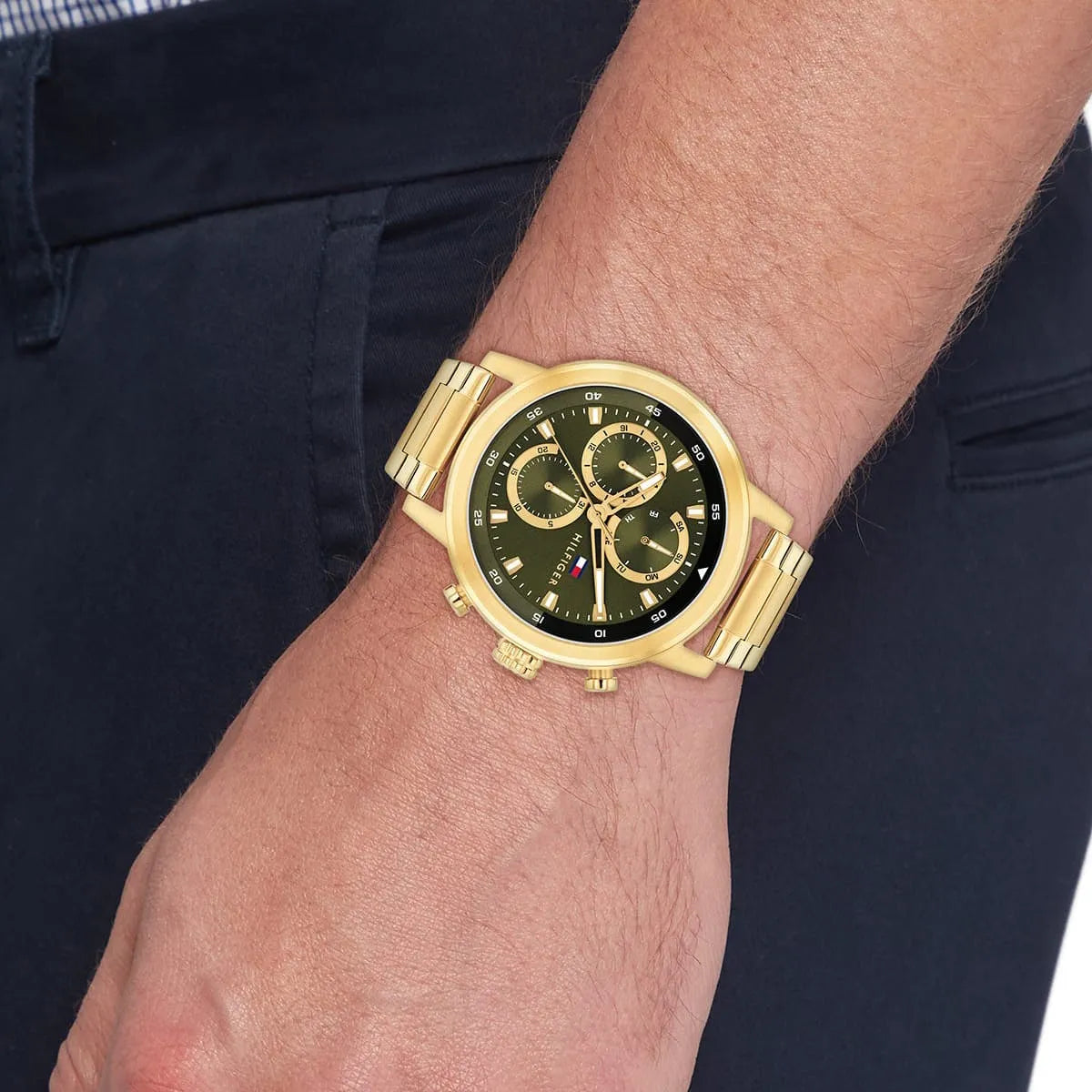 TOMMY HILFIGER Analog Multifunction Quartz  With Gold-Tone Stainless Steel Bracelet Mens Watch - 1792216