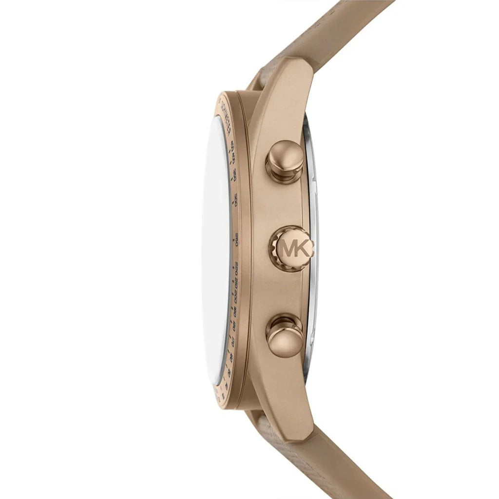 Oversized Accelerator Gold Tone Beige Rubber Strap Men's Watch MK9145