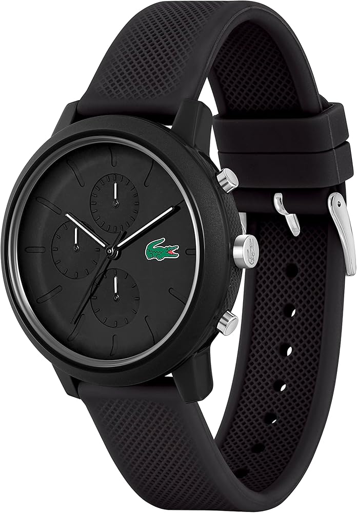 Lacoste 12.12 Black Silicone Chronograph Men's Watch - 2011243