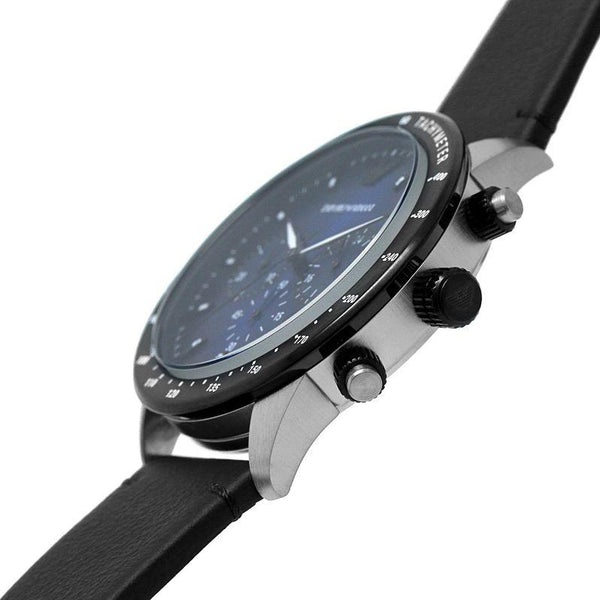 Emporio Armani Chronograph Black Leather Men's Watch AR11522 - Watches of New Zealand #2