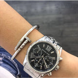 Michael Kors Chronograph Black Dial Silver Unisex Watch MK5708 - Watches of New Zealand #3