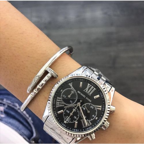 Michael Kors Chronograph Black Dial Silver Unisex Watch MK5708 - Watches of New Zealand #3