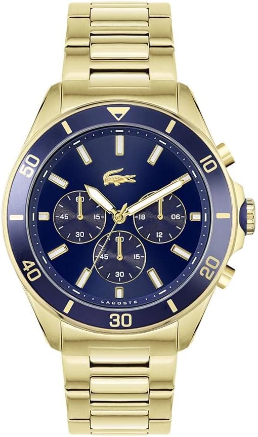 Lacoste Men's Quartz Watch with Stainless Steel Strap, Gold Plated, 22 (Model: 2011151)