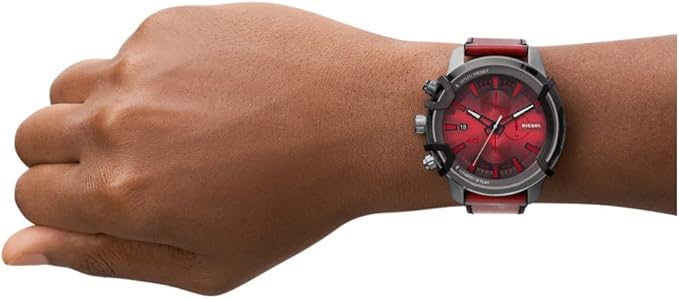 Diesel Griffed chronograph red Leather watch - DZ4594