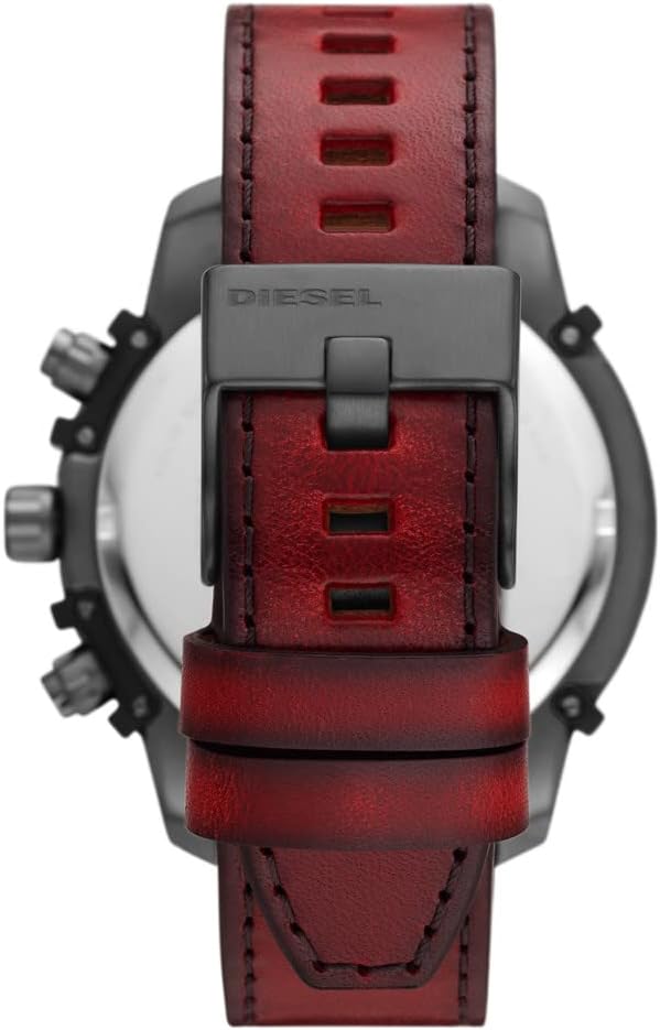 Diesel Griffed chronograph red Leather watch - DZ4594