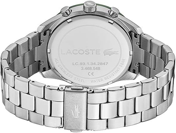 Lacoste Boston Chronograph Green Dial Silver Breacelet 42MM Mens Watch - 2011080