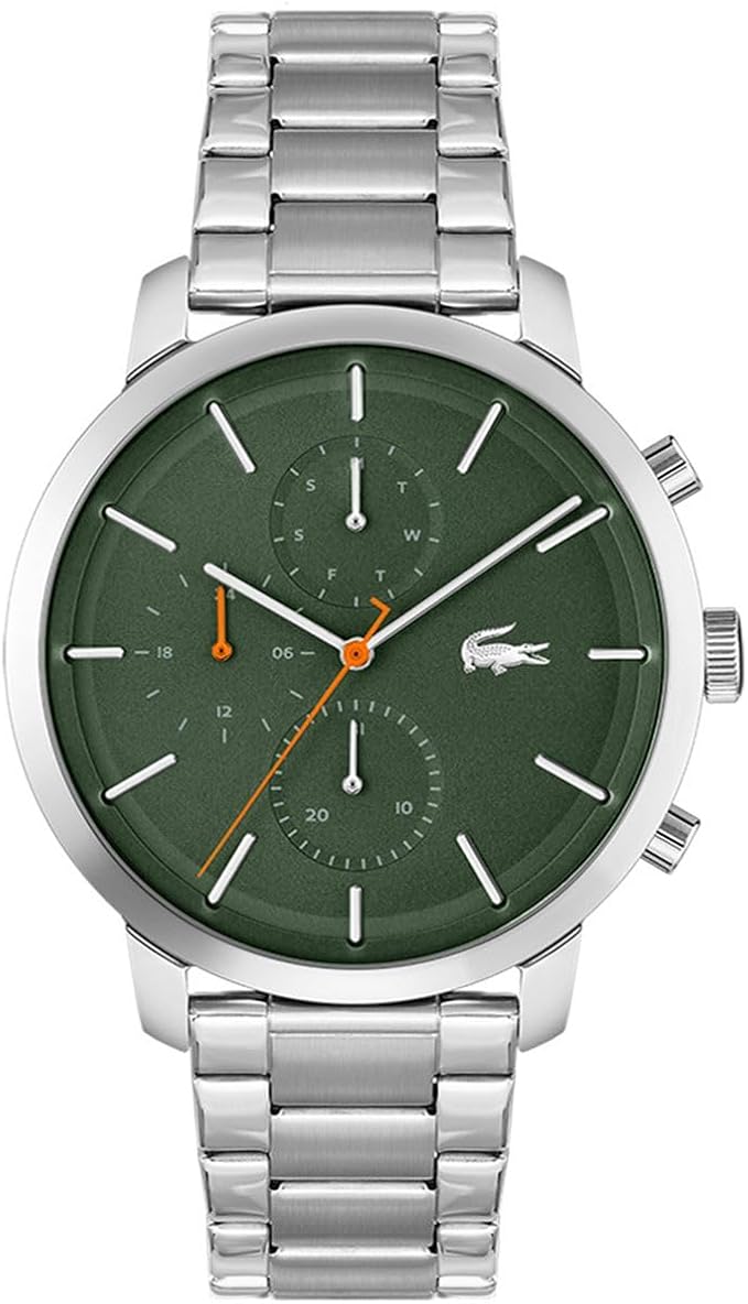 Lacoste Watch for Men, Automatic Movement, Analog Display, Silver Stainless Steel Strap-2011178