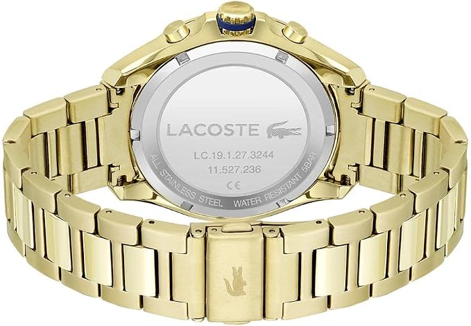 Lacoste Men's Quartz Watch with Stainless Steel Strap, Gold Plated, 22 (Model: 2011151)