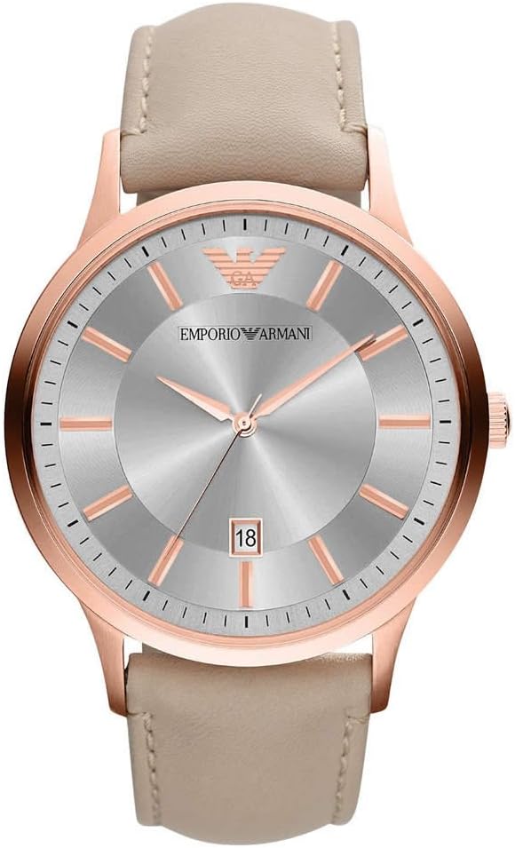 Emporio Armani Round Leather Strap Watch AR2464