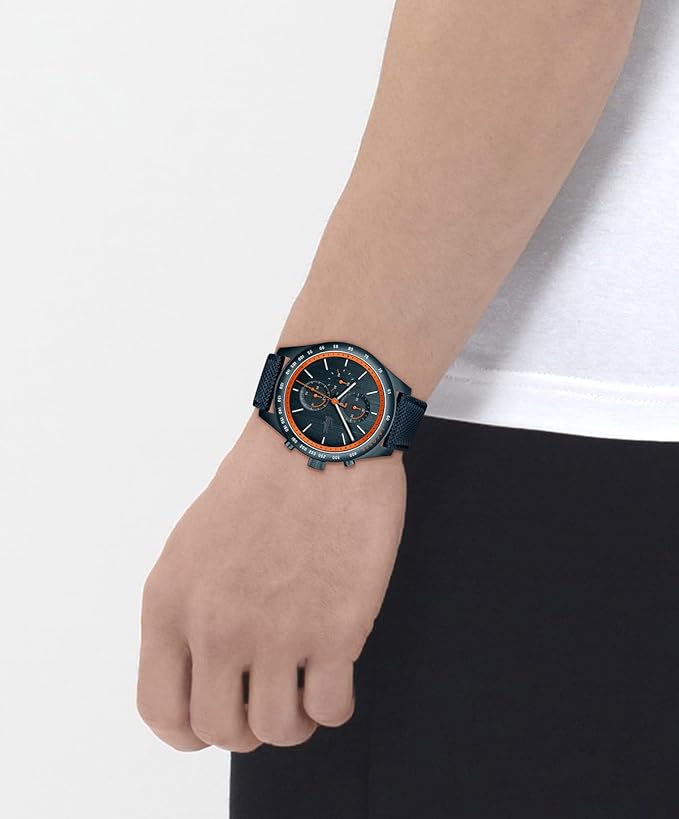 Lacoste Apext Chronograph Blue Dial Blue Leather Strap Men Watch - 2011297