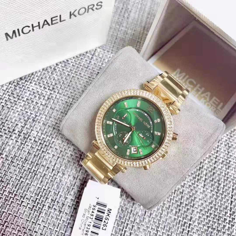 Michael Kors Parker Chronograph Green Dial Gold Ladies Watch MK6263 - Watches of New Zealand #3