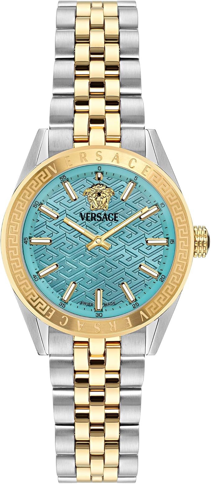 Versace Timeless V Code Blue Round Dial Quartz Analog Women Watch - VE8I00524