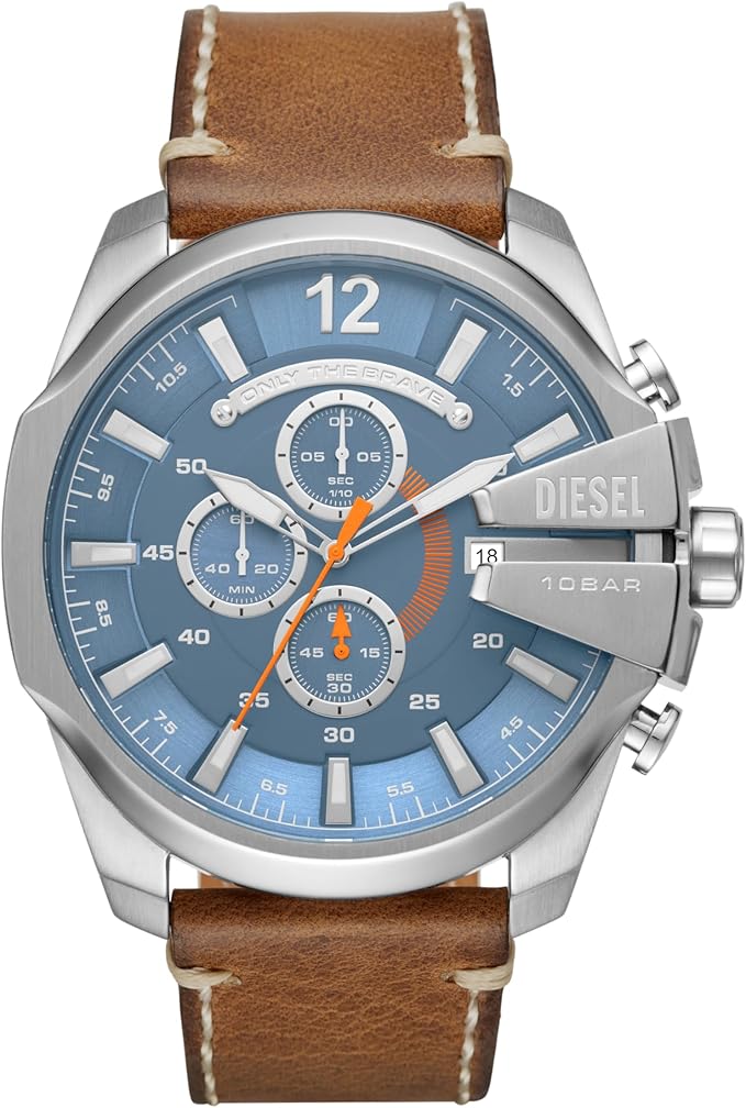 Diesel Mega Chief Chronograph Brown Leather Men's Watch - DZ4458