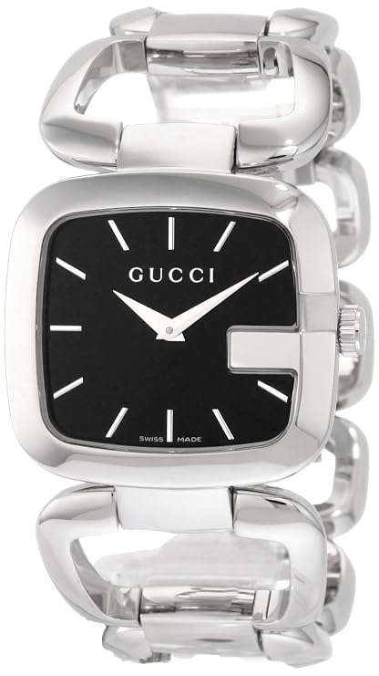 Gucci Black Dial Cushion Stainless Steel Quartz Women's Watch - YA125407