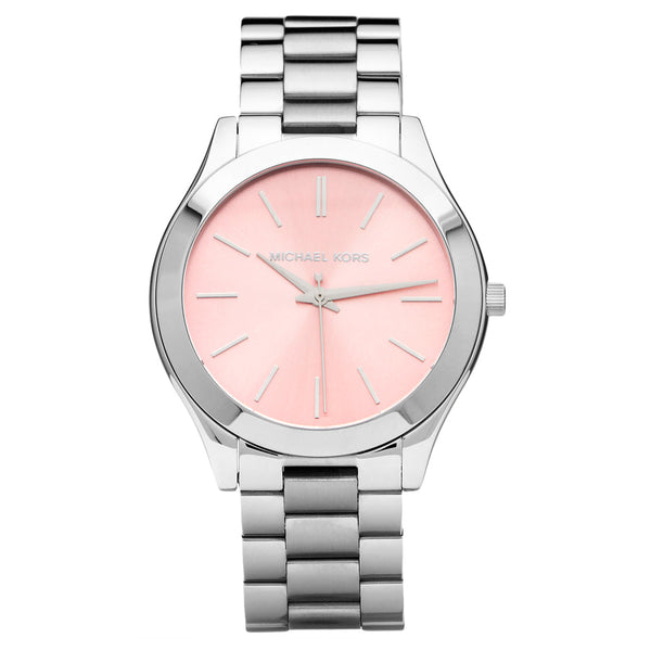 Michael Kors Silver Slim Runway Pink Dial Women's Watch  MK3380 - Watches of New Zealand