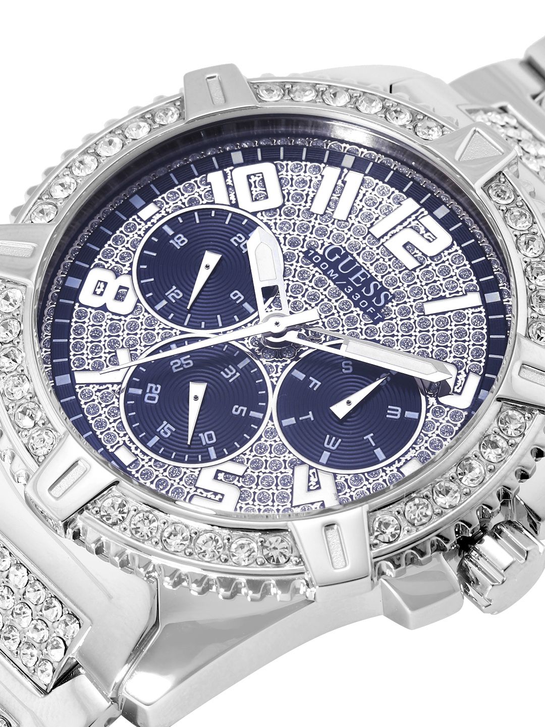 Guess Frontier MultiFunction Dimond Silver 48mm Blue Men's Watch - GW0351G2