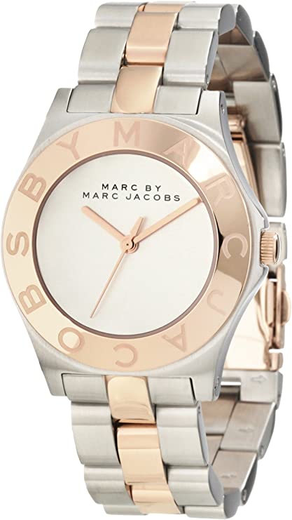 Marc By Marc Jacobs Blade Rose Gold Tone Bezel Silver Dial Two Tone Women's Watch  MBM3129 - Watches Of New Zealand