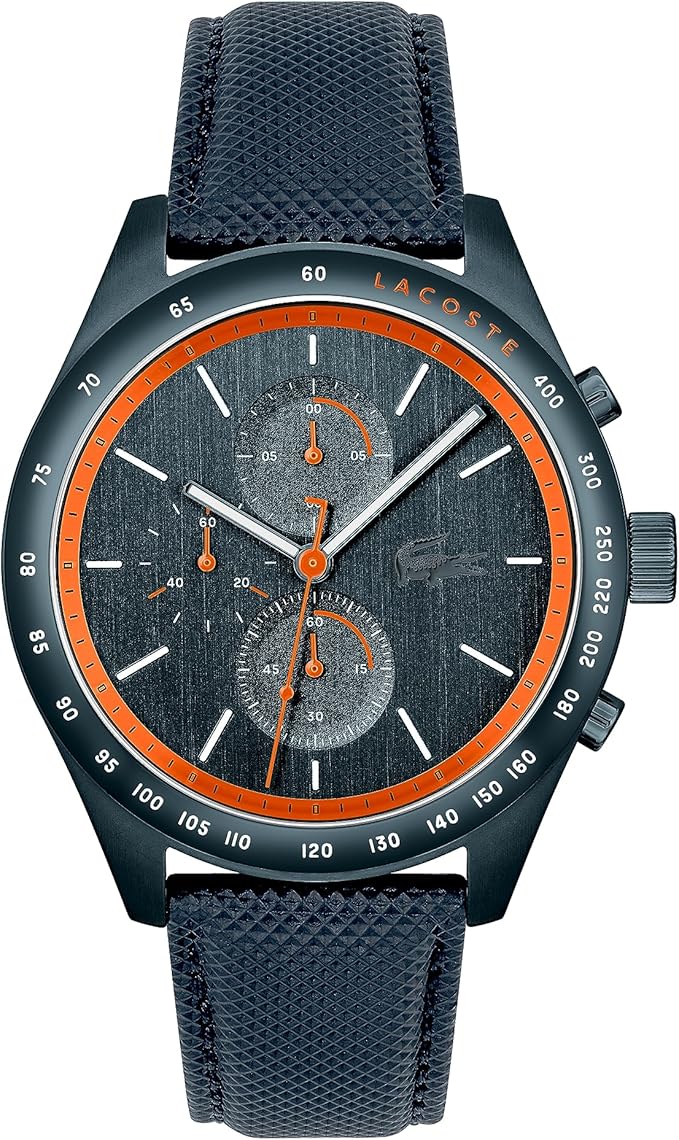 Lacoste Apext Chronograph Blue Dial Blue Leather Strap Men Watch - 2011297