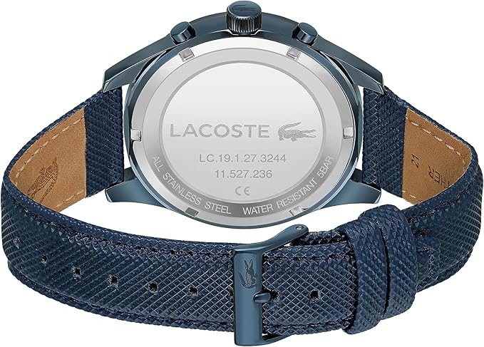Lacoste Apext Chronograph Blue Dial Blue Leather Strap Men Watch - 2011297