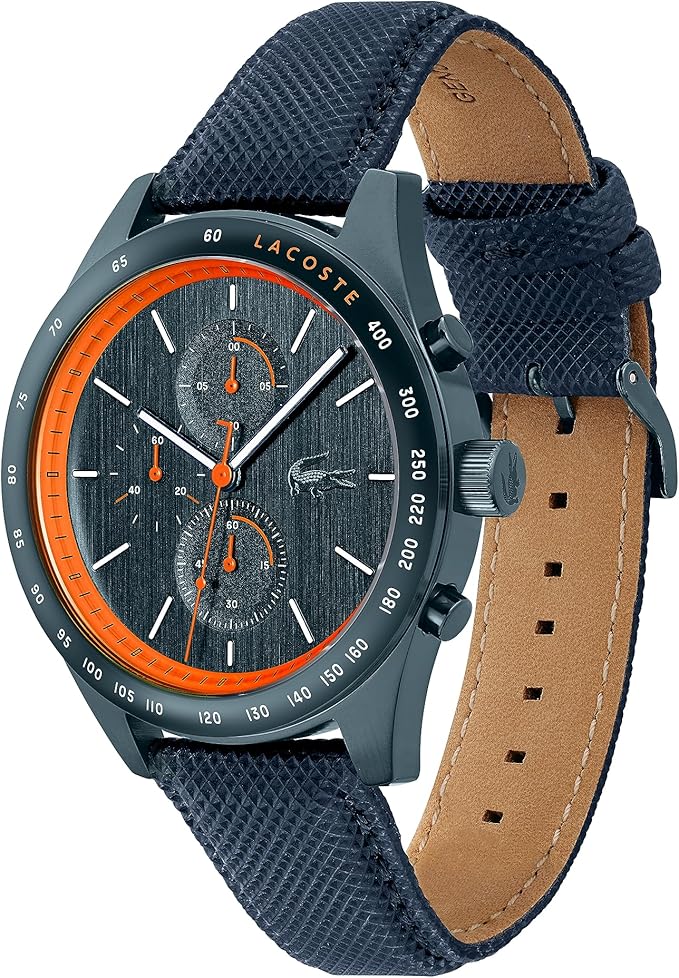 Lacoste Apext Chronograph Blue Dial Blue Leather Strap Men Watch - 2011297