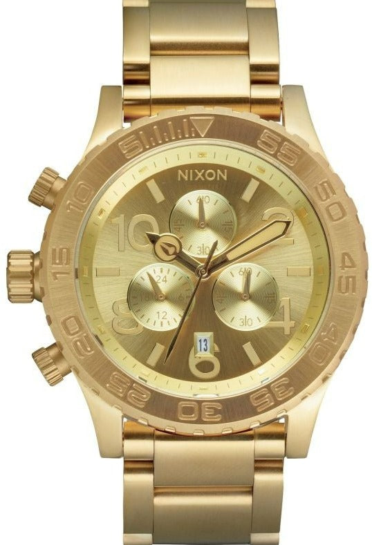 Nixon 42-20 Chrono Champagne Dial Gold Tone Men's Watch  A037-502 - Watches of New Zealand