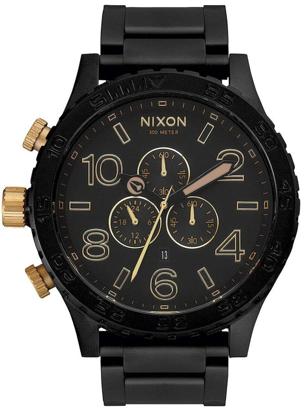 Nixon 51-30 Chronograph Matte Black & Gold Men's Watch  A083-1041 - Watches of New Zealand