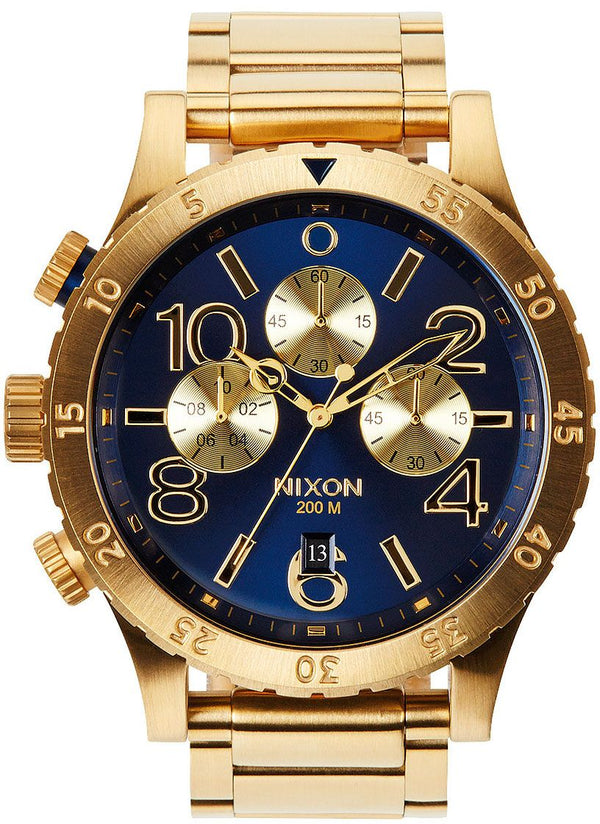 Nixon 48-20 Chrono Blue Dial Gold PVD Men's Watch  A486-1922 - Watches of New Zealand