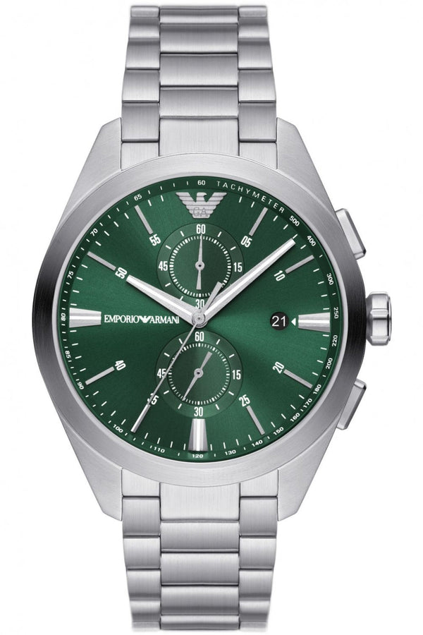 Emporio Armani Silver Chronograph Green Dial Men's Watch  AR11480 - Watches of New Zealand