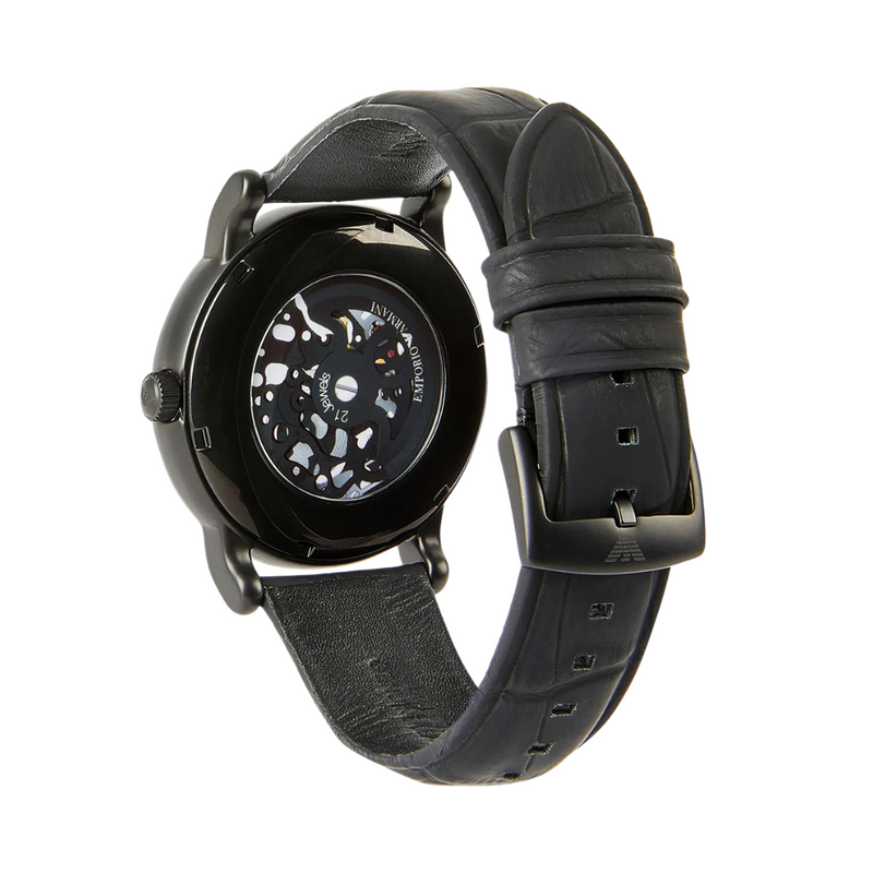 Emporio Armani Luigi Automatic Black Leather Men's Watch AR60008 - Watches of New Zealand #3
