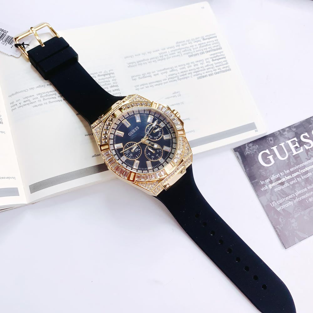 Guess black silicone strap gold case Men's Watch - GW0208G2