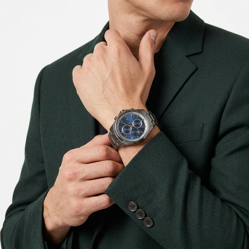 Armani Exchange Dante Multifunction Blue Dial Gunmetal Watch - AX1871