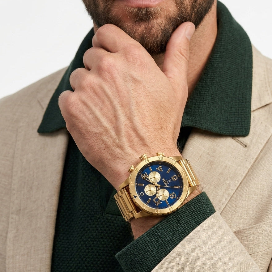 L*G様 最終値下！VERSUS 腕時計 クォーツ ネイビー ゴールドフルセット Nixon 48-20 A486-1922 Blue Dial Gold PVD Chrono