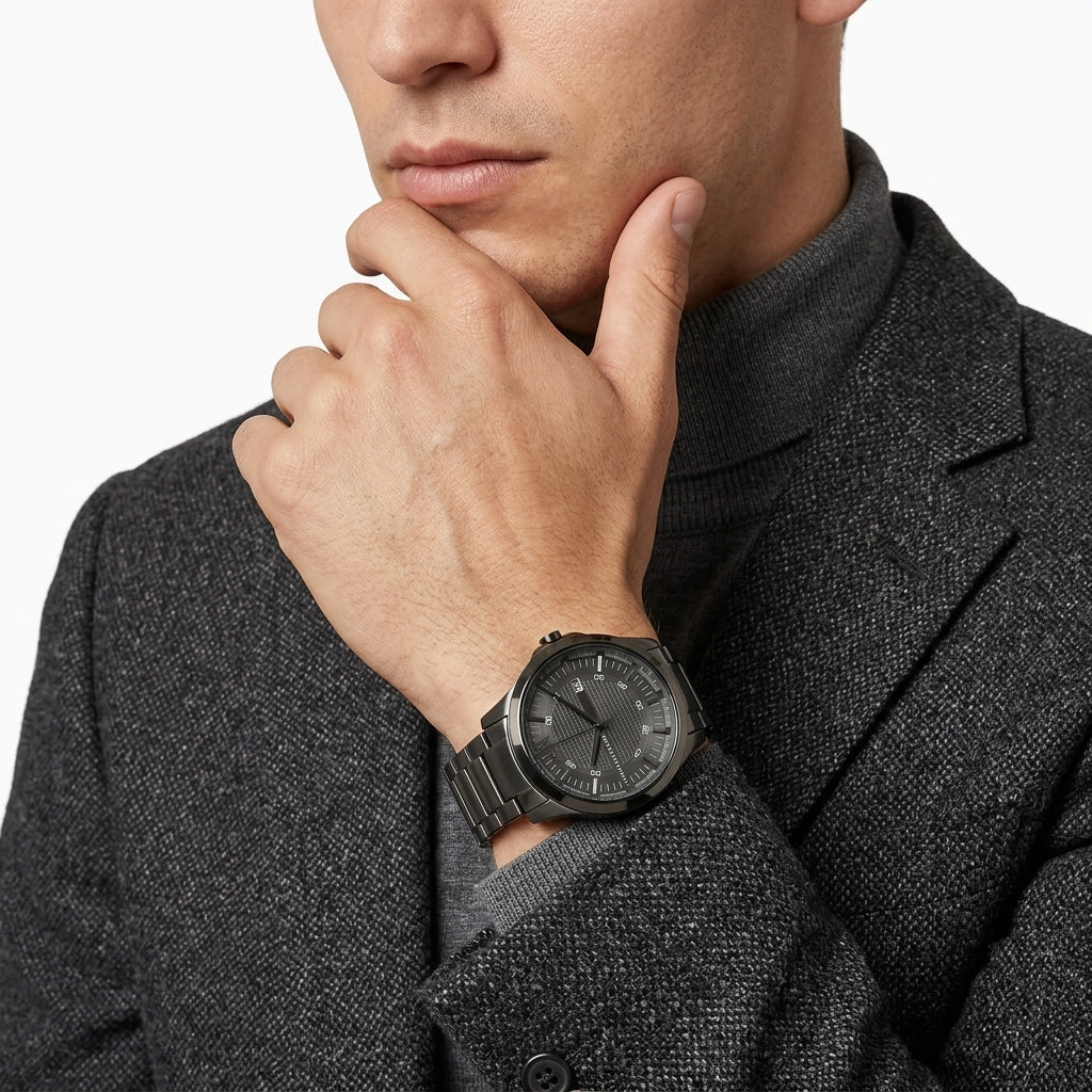 Armani Exchange Hampton Textured Dial All Grey Watch - AX2135