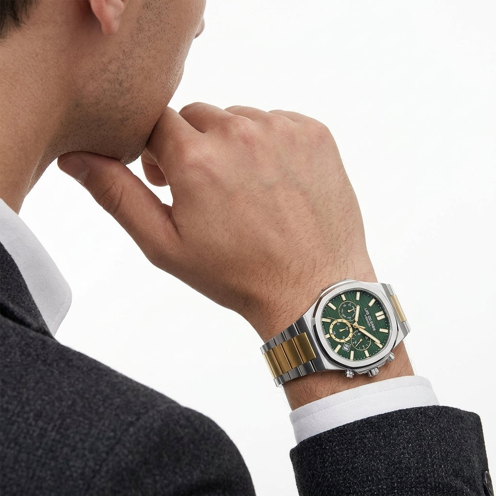 Lee Cooper Gauthier Multifunction Green Dial Two Tone Watch - LC08272.270