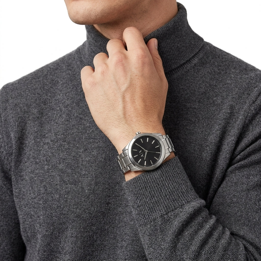 Armani Exchange Three-Hand Black Dial Silver Watch - AX2320