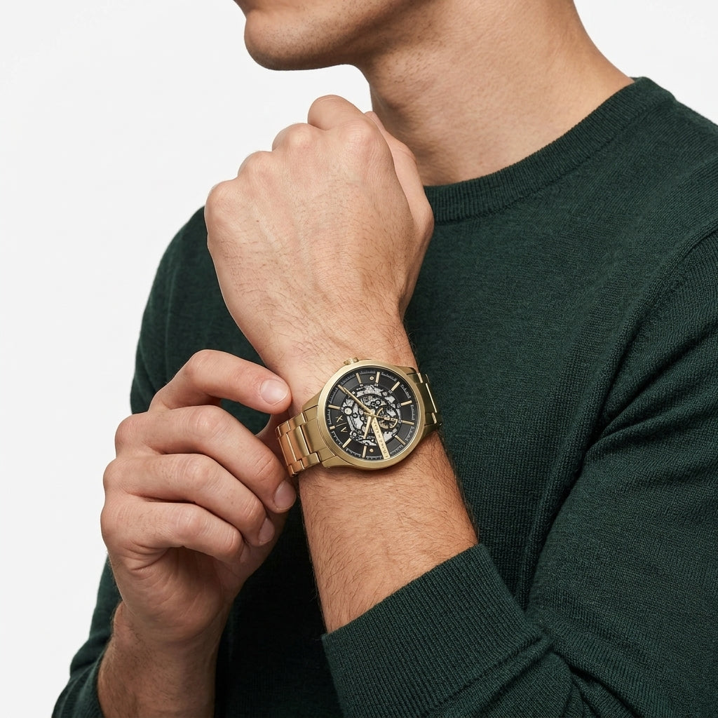 Armani Exchange Hampton Automatic All Gold Watch - AX2419