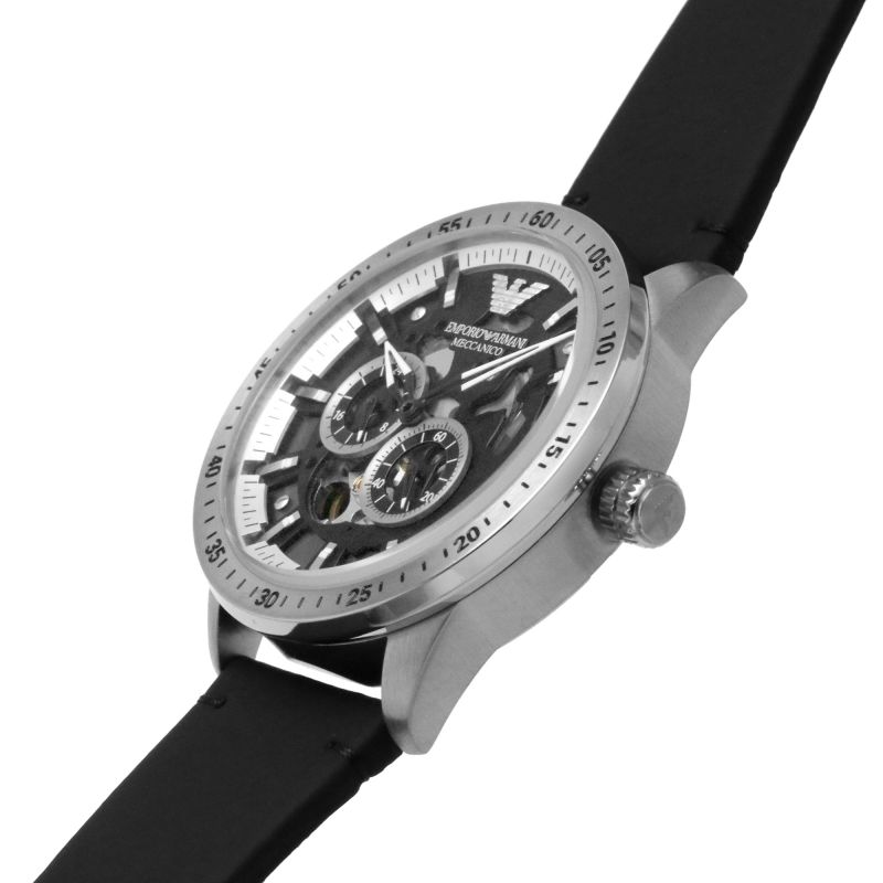 Emporio Armani Automatic Black Leather Men's Watch AR60051 - Watches of New Zealand #4