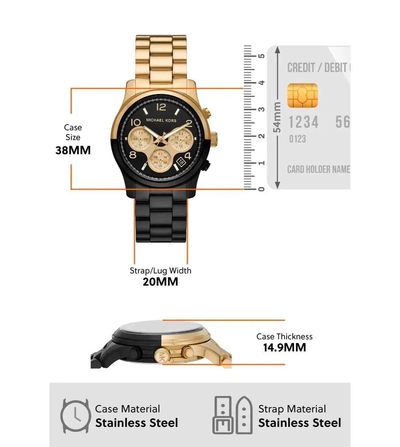 Michael Kors Runway Gold & Black Tone Watch MK7328