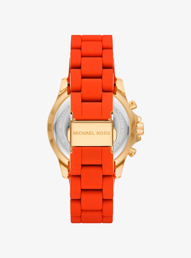 Michael Kors Oversized Everest Pavé Gold-Tone and Silicone Watch - MKO1135