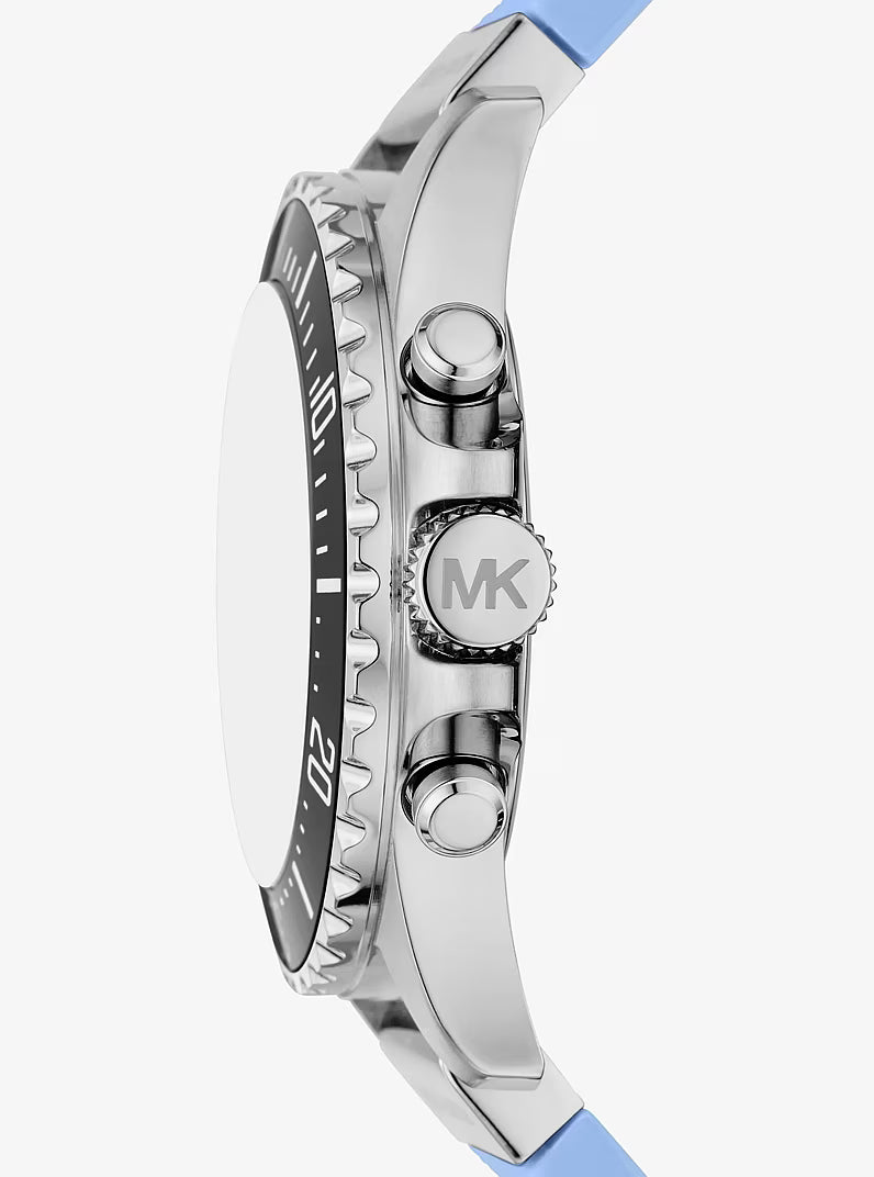 Michael Kors Oversized Everest Silver-Tone and Silicone Watch in SKY BLUE - MKO1184