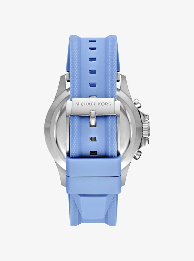 Michael Kors Oversized Everest Silver-Tone and Silicone Watch in SKY BLUE - MKO1184