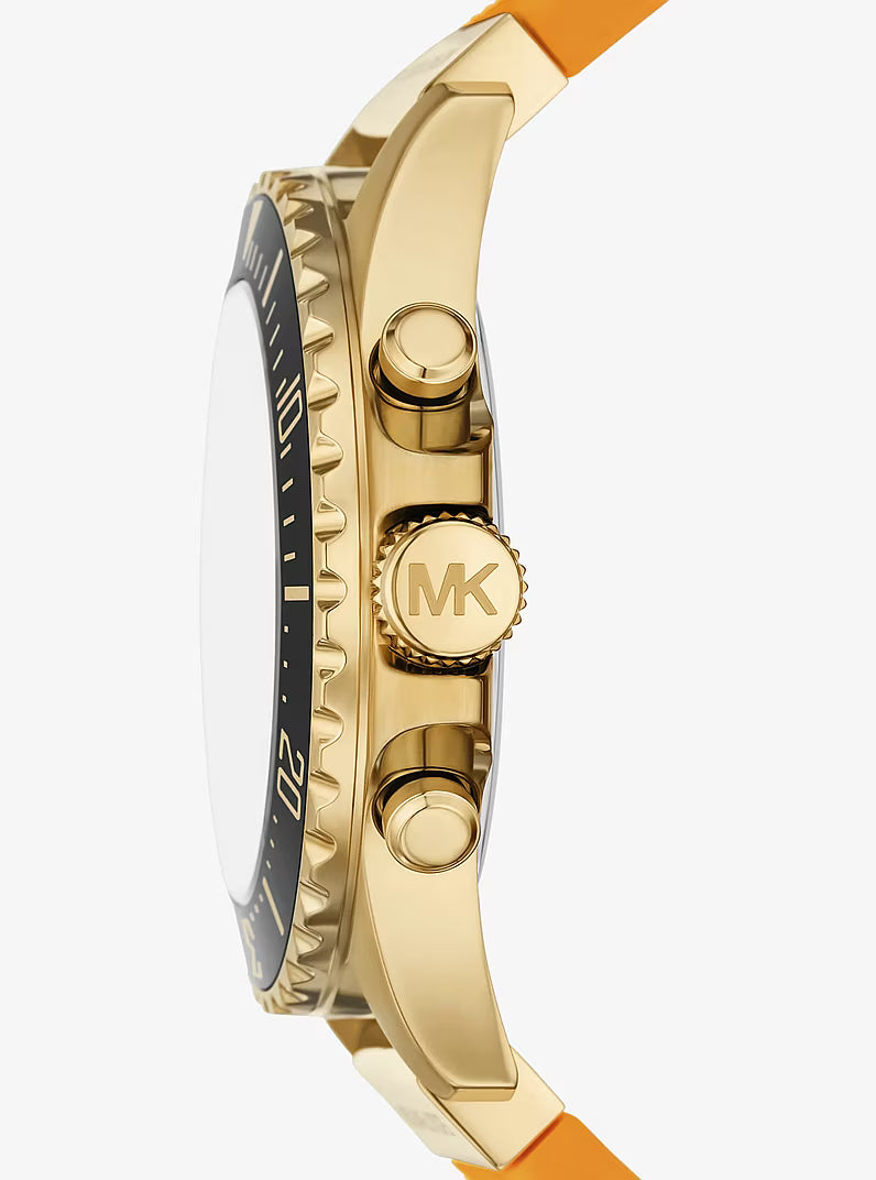 Michael Kors Oversized Everest Gold-Tone and Silicone Watch in POP ORANGE - MKO1185