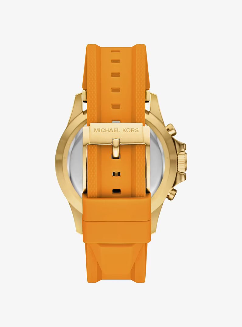 Michael Kors Oversized Everest Gold-Tone and Silicone Watch in POP ORANGE - MKO1185