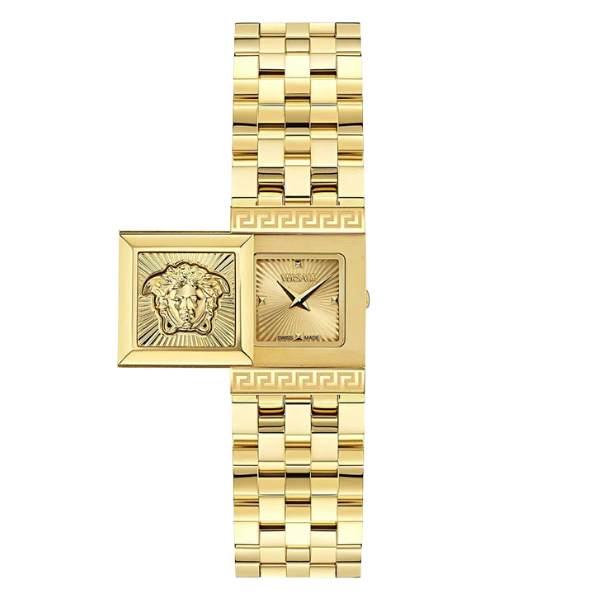 Versace Reveal Square Gold Dial Stainless Steel Bracelet Women’s Watch VE0C00225