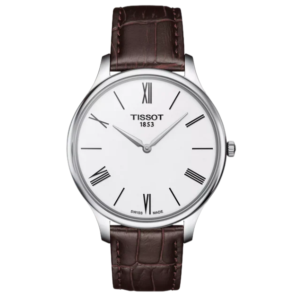 Tissot T Classic Tradition 5.5 Quartz White Dial Brown Leather Strap Men's Watch - T063.409.16.018.00