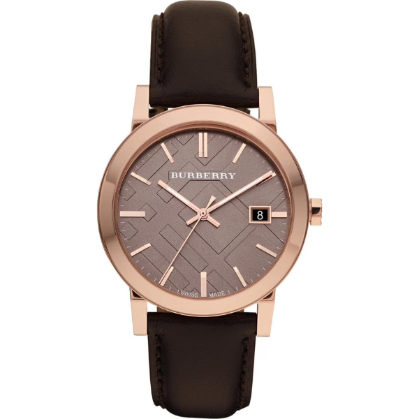 Burberry Rose Gold Dial & Case - Dark Brown Leather Strap Men’s Watch BU9013