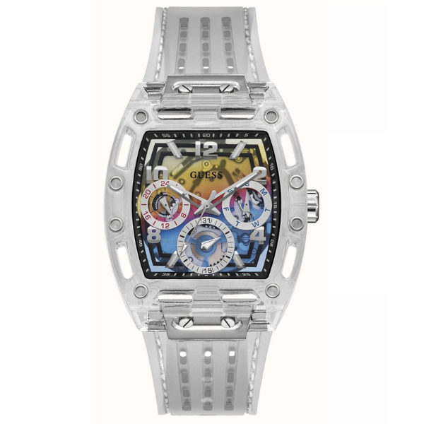 Guess Clear Case Silicone Strap Men's Watch GW0499G3