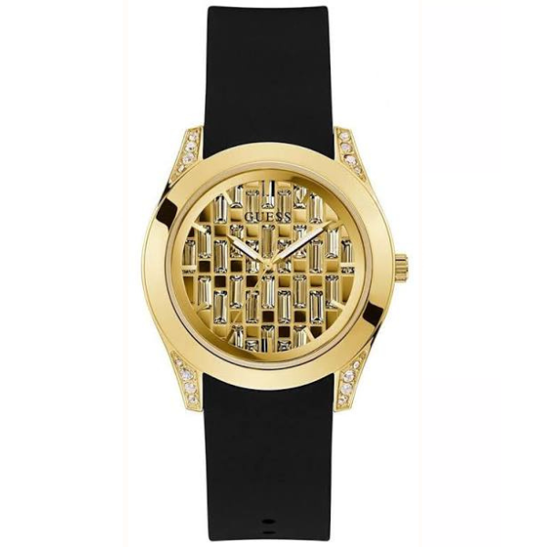 Guess Clarity Gold Tone Case Silicone Women's Watch GW0109L1