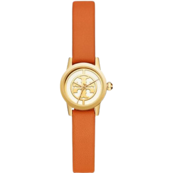 Tory Burch Ivory Dial Orange Leather Strap Watch TBW4034