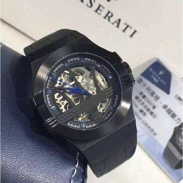 Maserati Potenza Black Dial Black Leather Men's Watch R8821108009 - Watches of New Zealand #2